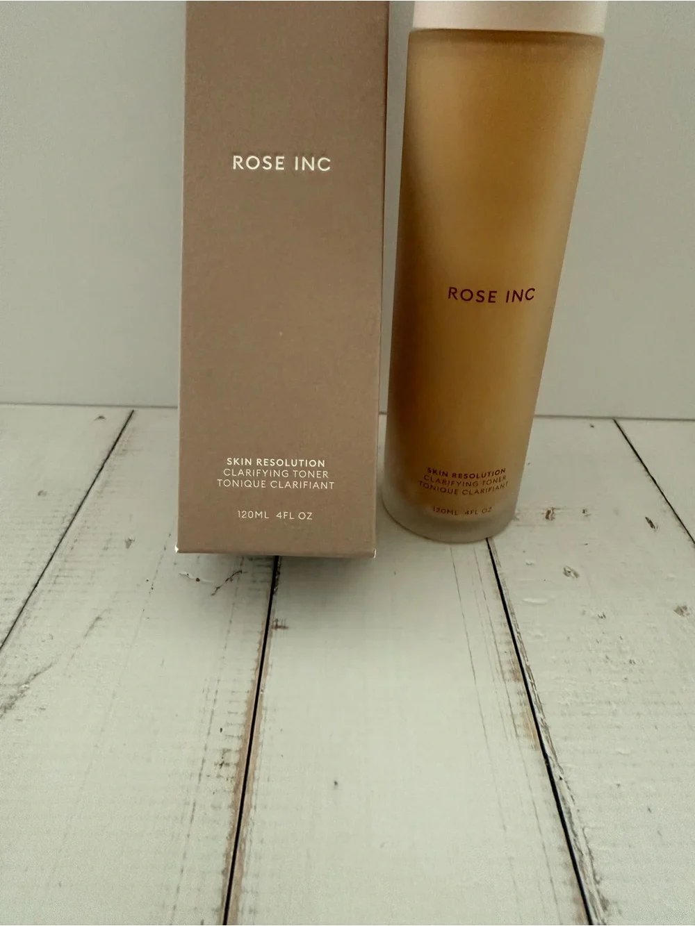 Rose Inc Beige Frosted Toner Bottle with Cream Cap